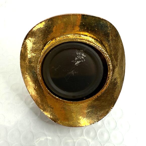 Red Hat Lady Society Cloisonne Brass Perfume Bottle Enamel Rhinestones - Picture 3 of 4